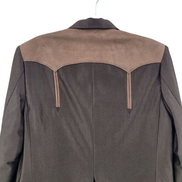 Buffalo Country Western Wear Mens Brown 36R Blazer Color Block Yoke Back Cowboy - Picture 10 of 12